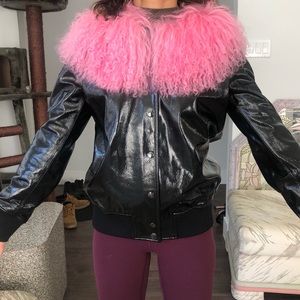Charlotte Simone Pink fur Patent Leather Jacket